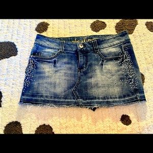 Denim rhinestone skirt
